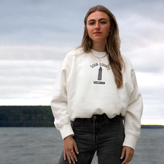 Cana Island Embroidered Crew White